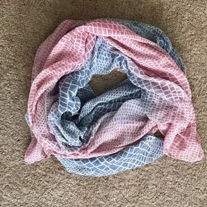 Lovely Snakeskin Print Scarf - Baby Pink and Blue